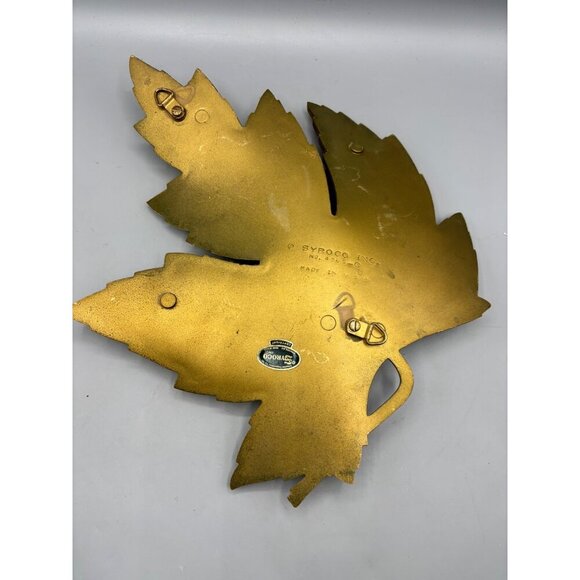 Vintage Syroco Maple Leaf Wall Decor‎ Hanging Gold Tone Sculpture Curved 12" - Picture 4 of 5